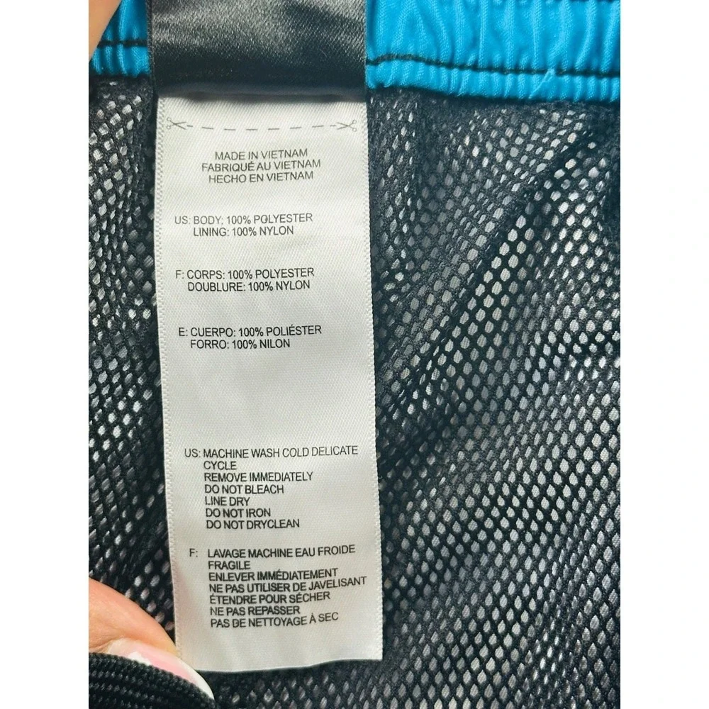 Adidas Swim Trunks Men M Blue Black Regular Striped Lined Summer Athletic Surf
